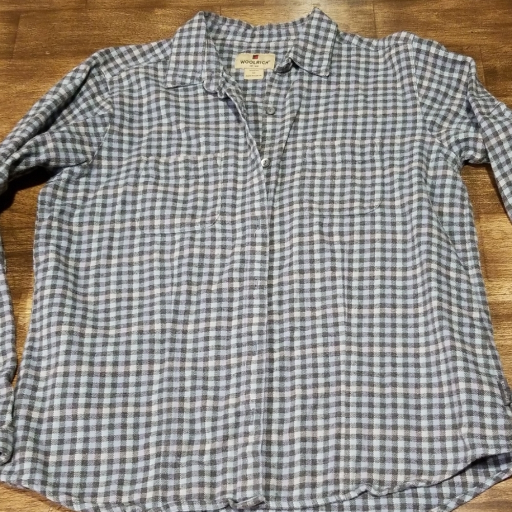 Woolrich Blue & Gray Flannel Button Down Shirt